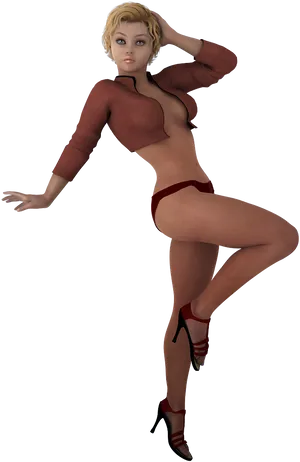 Stylish Lingerieand Heels3 D Model PNG Image