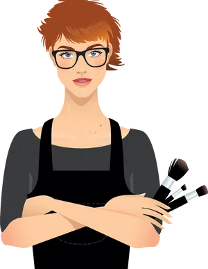 Stylish Makeup Artist Vector PNG Image