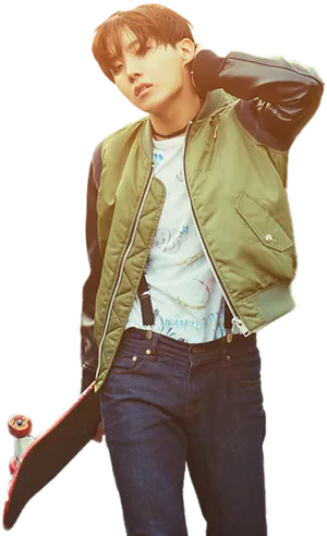 Stylish Male Kpop Idol Pose PNG Image