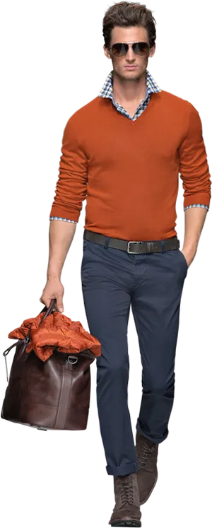 Stylish Man Casual Fall Outfit PNG Image