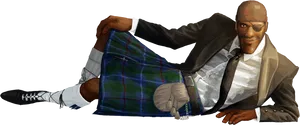 Stylish Man Kilt Reveal PNG Image