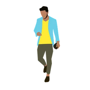 Stylish Man Walking Illustration PNG