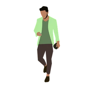 Stylish Man Walking Illustration PNG