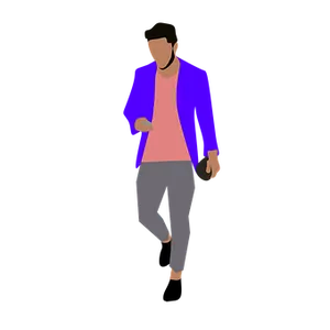 Stylish Man Walking Illustration PNG