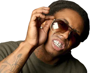 Stylish Man With Sunglassesand Grill PNG Image