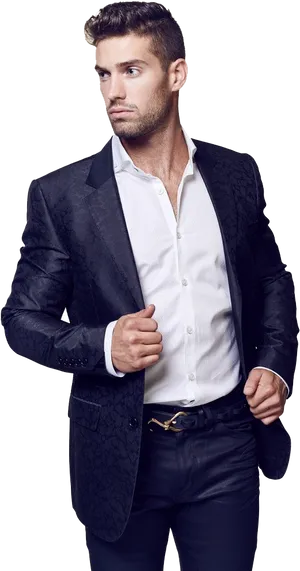 Stylish Manin Blazerand Dress Shirt PNG Image