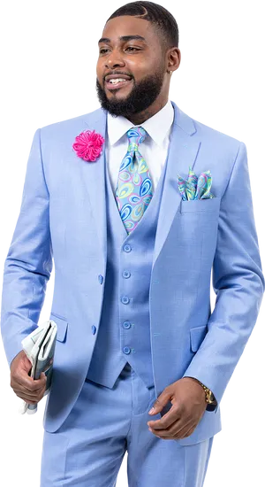 Stylish Manin Blue Suit PNG Image