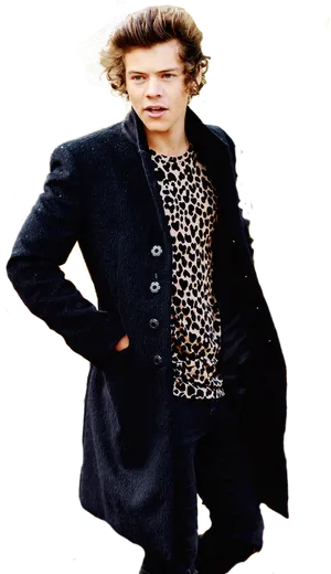 Stylish Manin Coatand Leopard Print Shirt PNG Image