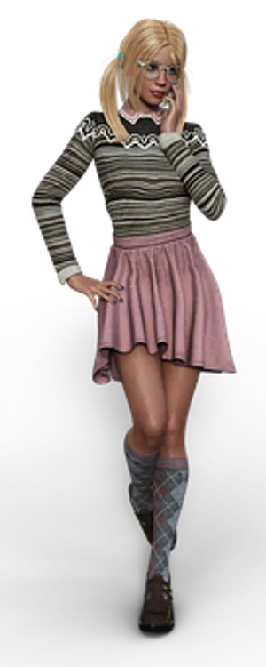 Stylish Nerd Girl Pose PNG Image