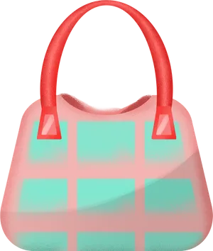 Stylish Pink Plaid Handbag PNG Image