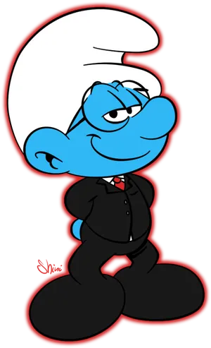 Stylish Smurfin Suit PNG Image