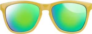 Stylish Sunglasses Green Gradient Lenses PNG Image