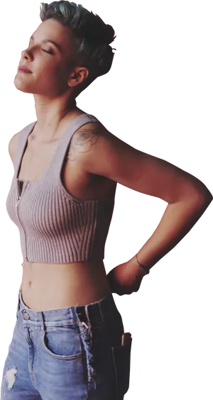 Stylish Woman Confident Pose PNG Image