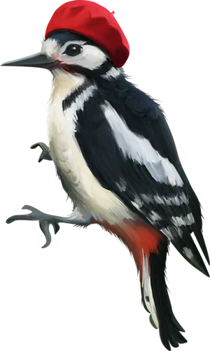 Stylish Woodpecker Red Hat PNG Image