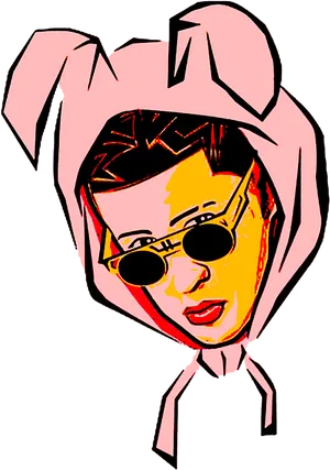 Stylized Bad Bunny Cartoon Artwork PNG Image