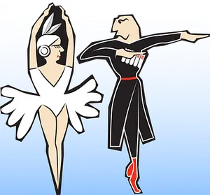 Stylized Ballet Dancers Illustration PNG Image