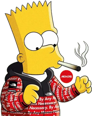 Stylized Bart Simpson Smoking PNG Image