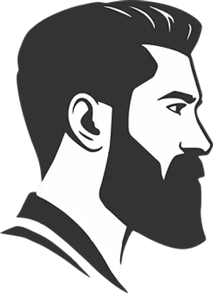 Stylized Bearded Man Profile Vector PNG Image