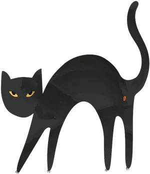 Stylized Black Cat Illustration PNG Image