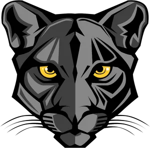 Stylized Black Panther Head Illustration PNG Image