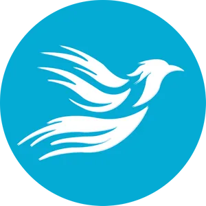 Stylized Blue Bird Logo PNG Image