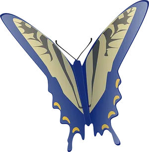 Stylized Blue Butterfly Graphic PNG Image