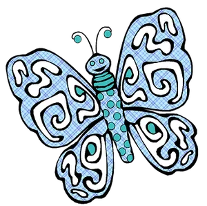 Stylized Blue Butterfly Illustration PNG Image