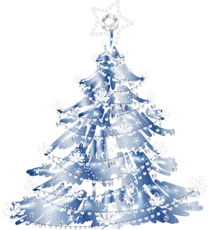 Stylized Blue Christmas Tree Illustration PNG Image