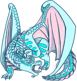 Stylized_ Blue_ Dragon_ Artwork PNG Image