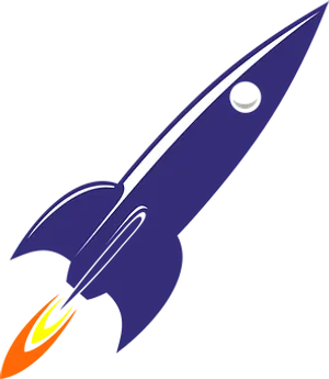 Stylized Blue Rocket Vector PNG Image