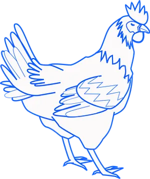 Stylized Blue Rooster Illustration PNG Image