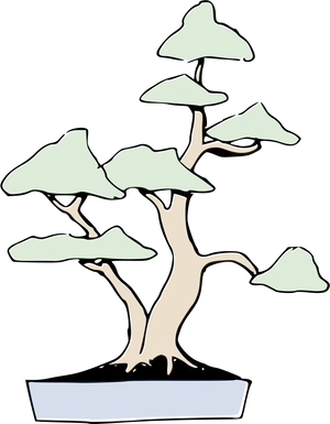 Stylized Bonsai Tree Illustration PNG Image