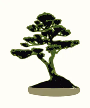 Stylized Bonsai Tree Illustration PNG Image