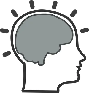 Stylized Brain Outline Clipart PNG Image