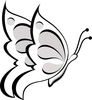 Stylized Butterfly Outline PNG Image