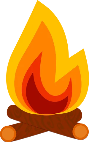 Stylized Cartoon Campfire Illustration PNG Image