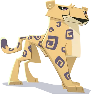 Stylized Cartoon Cheetah Illustration PNG Image