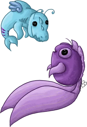 Stylized Cartoon Flounderand Friend PNG Image