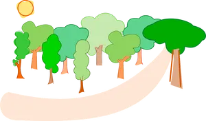 Stylized Cartoon Forest Path PNG