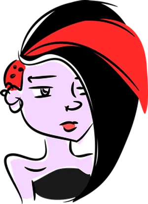 Stylized Cartoon Girlwith Red Hat PNG Image