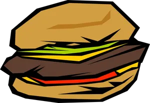 Stylized Cartoon Hamburger PNG Image