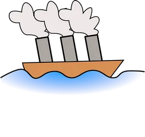 Stylized Cartoon Steamship Vector PNG Image