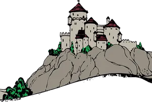 Stylized Castle Illustration PNG Image