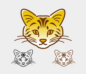 Stylized Cat Face Illustrations PNG Image