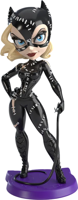 Stylized Catwoman Figurine PNG Image