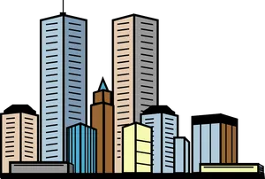 Stylized City Skyline PNG Image