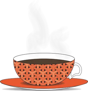 Stylized Coffee Cupon Black Background PNG
