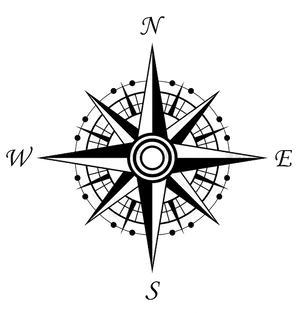 Stylized Compass Rose Black Background PNG Image