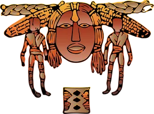 Stylized Corn Deity Illustration PNG