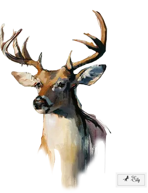 Stylized Deer Painting PNG Image